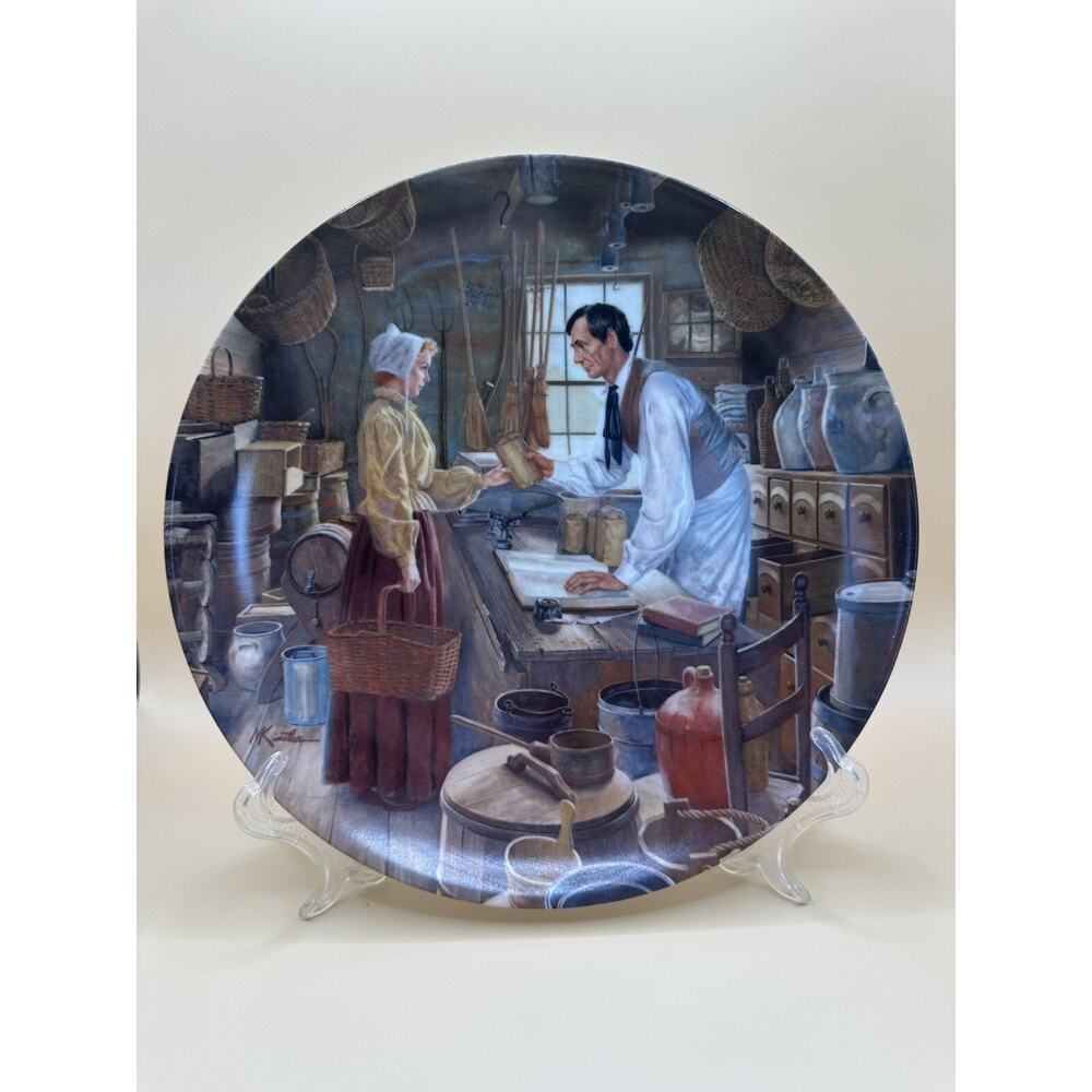 Knowles Lincoln Man of America Beginnings in New Salem Plate by Künstler 8.75 in